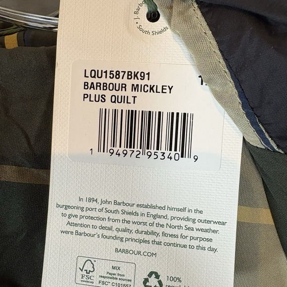 Barbour Womens Mickley Corduroy Trimmed Quilted Jacket Black Brown Size 1XL New - Picture 11 of 13